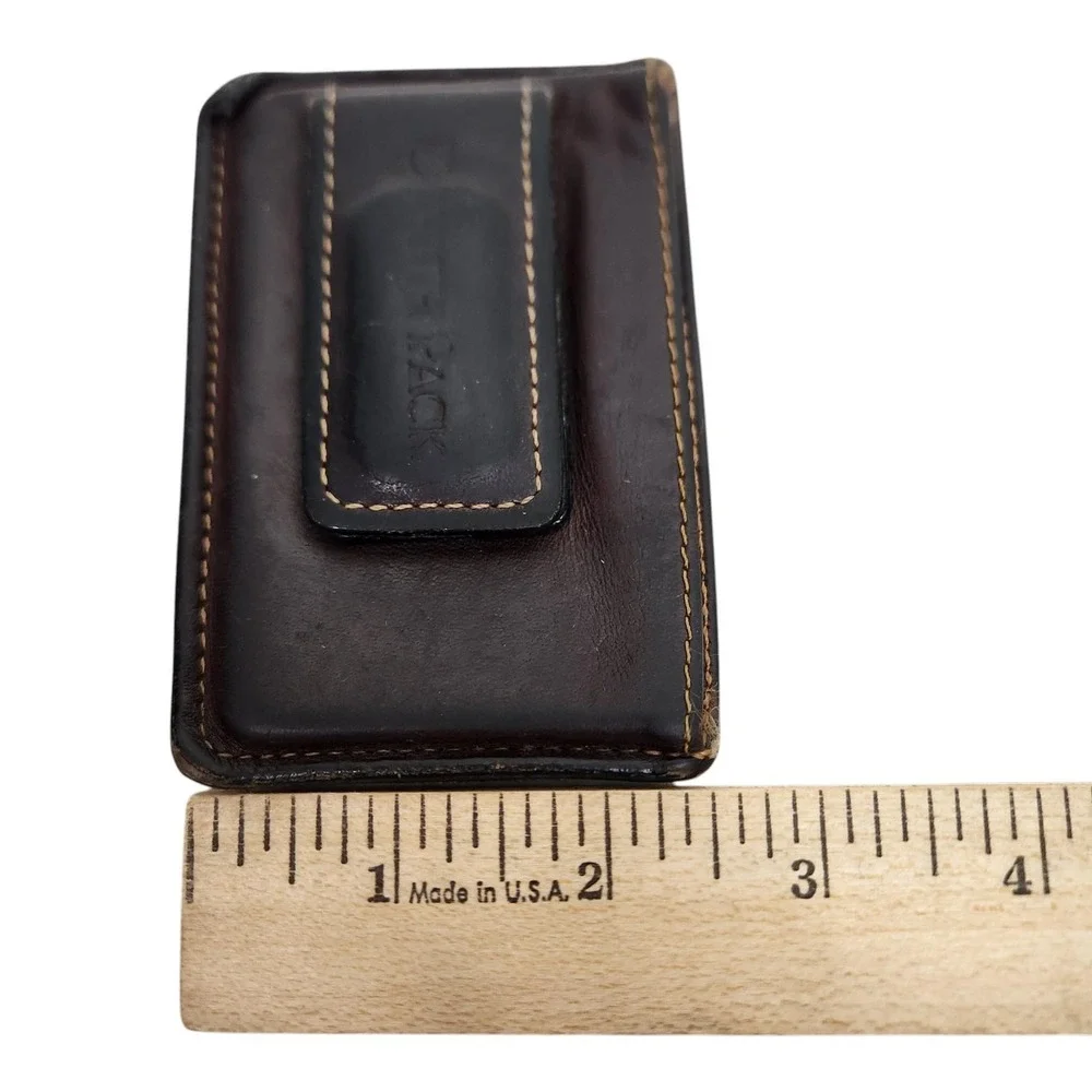 DULUTH PACK Leather Money Clip Wallet Mens Brown Mini ID Window Slim Card Case